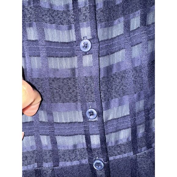 Gal Meets Glam Mackenzie Dress 14 Windowpane Jacquard Navy Plaid Shirt Dress - Picture 5 of 10